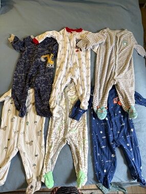 Carter's Mixed Baby Footed One-Pieces in Navy, White, Gray, Green